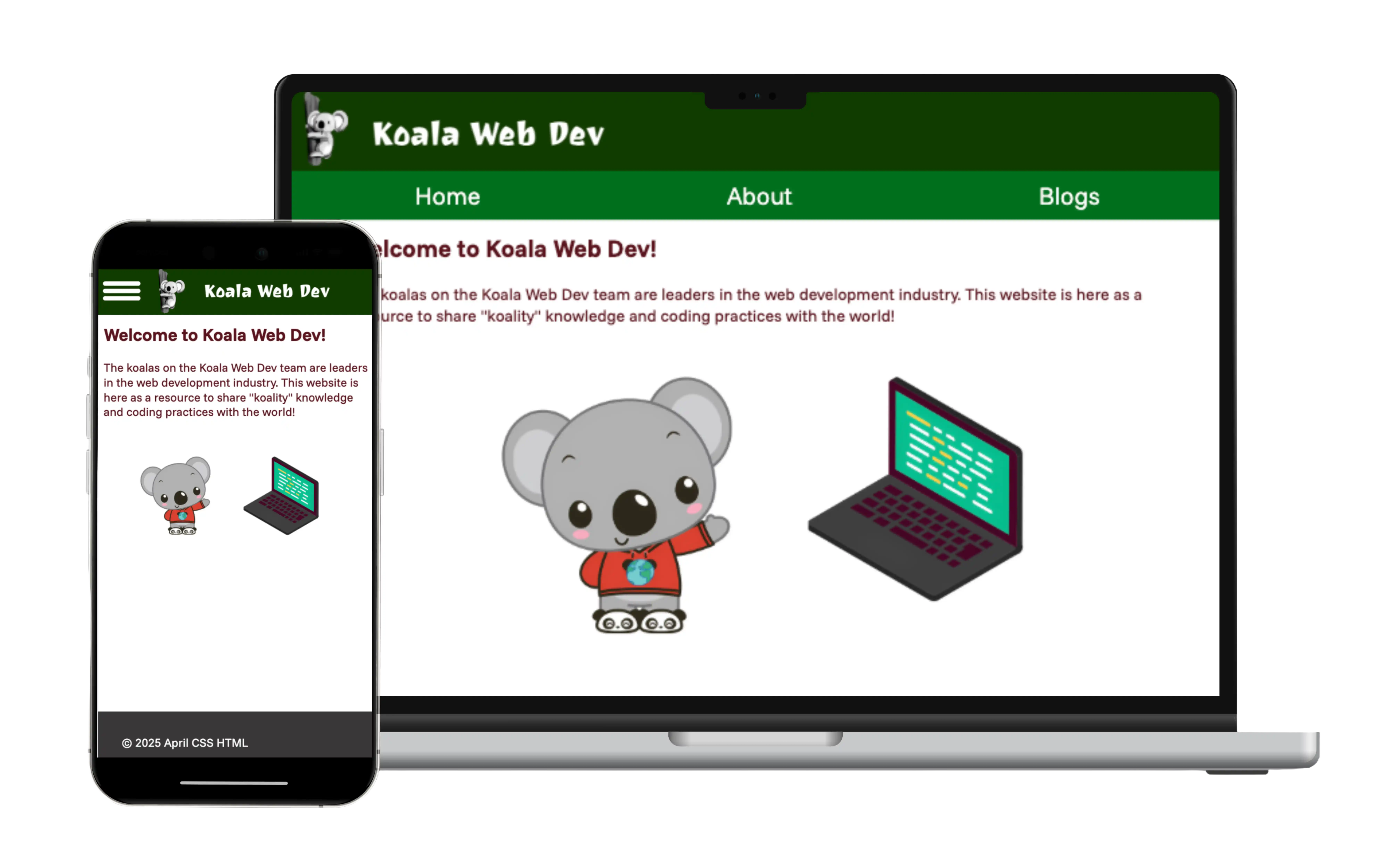 koala web dev mockup