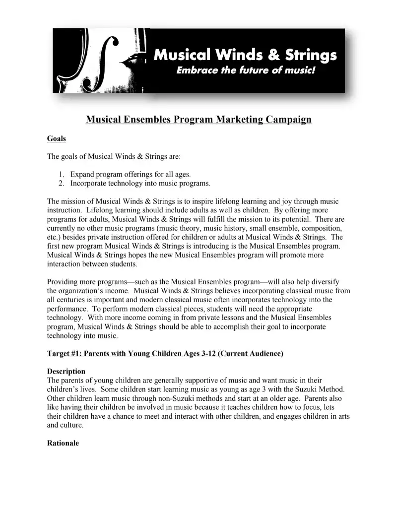 musical winds & strings marketing campaign